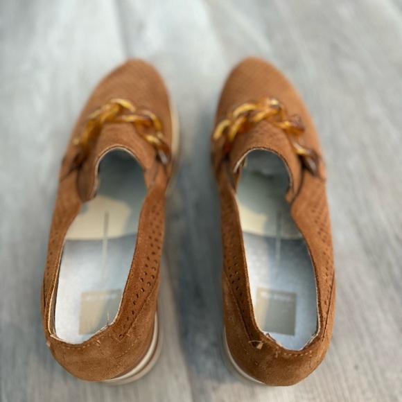 Dolce Vita Jhenee Brown Suede Perforated Women's Platform Loafers - Picture 9 of 9